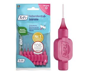Tepe - Cabezales interdentales para cepillo de dientes (con colgador, 0,4 mm), color rosa, 8 unidades
