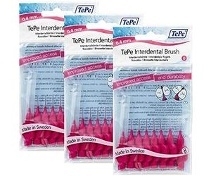 Tepe - Cabezales interdentales para cepillo de dientes (con colgador, 0,4 mm), color rosa, pack de 3 x 8 unidades