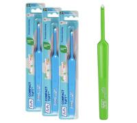 TePe Compact Tuft, 1 ud., limpieza de precisión en zonas de difícil acceso, cepillo de un solo mechón, óptimo para la limpieza de implantes y brackets (Paquete de 3)
