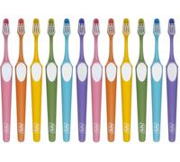TEPE Nova Medium, cepillo de dientes para adolescentes y adultos, con mango ergonómico y antideslizante, colores surtidos (Paquete de 2)