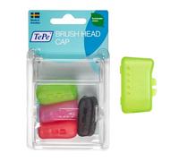 TePe Tapa de cabeza de cepillo, 4 piezas, pequeña y práctica tapa de viaje, adecuada para todos los cepillos de dientes TePe de secado rápido
