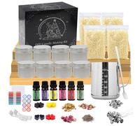 TEPENAR Kit de fabricación de velas DIY - Juego de velas perfumadas con cera de soja y abejas, latas de vela plata, soporte para mecha, cera de abejas, olla de fusión como regalo para adultos