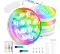 TEPENAR Luces sumergibles recargables para piscina, luces subacuáticas impermeables de 3.7 pulgadas, carga USB-C, funciona con pilas, control remoto, 16 luces de bañera de hidromasaje que cambian de