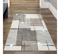 Teppich-Traum Alfombra Alfombra de salón Alfombra de Pasillo Resistente Elegante diseño geométrico en sutiles Tonos Crema y Gris 80 x 140 cm