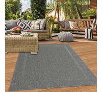 Teppich-Traum Alfombra Clásica Sisal con Borde Sutil - Interior y Exterior - en Antracita, 140x200 cm