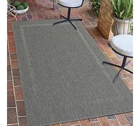 Teppich-Traum Alfombra Clásica Sisal con Borde Sutil - Interior y Exterior - en Antracita, 80x150 cm