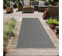 Teppich-Traum Alfombra Clásica Sisal con Borde Sutil - Interior y Exterior - en Antracita, 80x200 cm