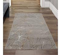 Teppich-Traum Alfombra de Diseño Abstracto Pasillo salón y Dormitorio Ramas Oro, 60x110 cm