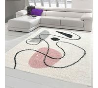 Teppich-Traum Alfombra de Diseño con Formas abstractas | Resistente & Cuidado fácil | Rosa Crema Größe 120x170 cm