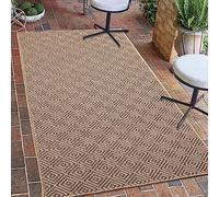 Teppich-Traum Alfombra de ensueño Interior/Exterior, patrón de Rombos, Resistente y Moderna, terraza balcón jardín, Resistente al Clima, 80x150 cm