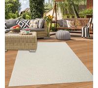 Teppich-Traum Alfombra de Exterior balcón terraza jardín de Invierno Resistente a la Intemperie Interior de Yute patrón de línea en Forma de círculo Crema, 160 x 230 cm