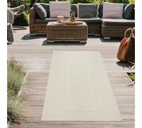 Teppich-Traum Alfombra de Interior y Exterior Corredor Patio balcón jardín Dibujo Rectangular Aspecto Yute Crema, 80 x 250 cm