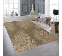 Teppich-Traum Alfombra de jardín Resistente a la Intemperie con diseño de Hojas en marrón Beige 200 x 290 cm