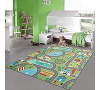 Teppich-Traum Alfombra de Juego Infantil con Paisaje Urbano - Montañas y Lagos - Pradera Verde Tamaño 100x200 cm