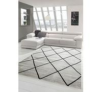 Teppich-Traum Alfombra de Salón Estilo Escandinavo y Diseño de Rombos - de fácil Cuidado - Gris Oscuro & Negro Größe 120x170 cm