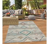 Teppich-Traum Alfombra Interior y Exterior para terraza o salón con Estampado de Rombos Verde, 140 x 200 cm