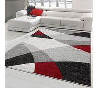 Teppich-Traum Alfombra Moderna por Salón con Diseño Abstracto | fácil de Limpiar | Gris Rojo Größe 160x220 cm