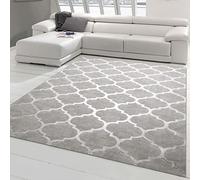 Teppich-Traum Alfombra para Dormitorio | Apta para alérgicos | Motivos marroquíes en Gris Größe 200 x 290 cm