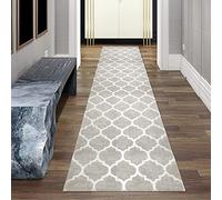 Teppich-Traum Alfombra para Dormitorio | Apta para alérgicos | Motivos marroquíes en Gris Größe 80 x 300 cm