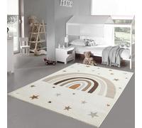 Teppich-Traum Alfombra para habitación Infantil Sala de Juegos Easy-Care Rainbow Stars Bright Robust Cream, 160 x 220 cm