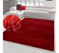 Teppich-Traum Alfombra salón Cuarto de baño habitación de Invitados Antideslizante mullida con un Agradable diseño Liso en Rojo 120 x 160 cm