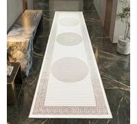 Teppich-Traum Alfombra salón moqueta Pelo Corto Pasillo Runner Largo Oriental Elegante Oriental Adornos Brillantes Crema Beige 80 x 300 cm