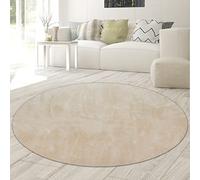 Teppich-Traum Alfombra Shaggy Alfombra de Dormitorio Flokati en Beige, 120 cm Redondo