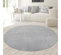 Teppich-Traum Alfombra Shaggy Alfombra de Dormitorio Flokati en Gris, 120 cm Redondo