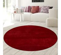Teppich-Traum Alfombra Shaggy Flokati Redonda en Rojo, 120 cm