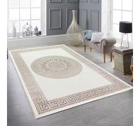 Teppich-Traum Salón Dormitorio Alfombra Pelo Corto Alfombra de diseño Moderna Noble Oriental Adornos Brillantes Beige Crema 160 x 230 cm