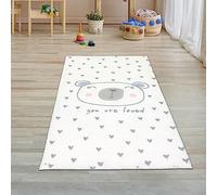 Teppich-Traum Tapis de Chambre d'enfant Doux Cœur et un ourson Mignon - crème 80 x 150 cm