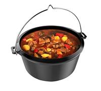 Tepro Dutch Oven Embutido para colocar en el sistema de parrilla en parrilla de unos 57 cm Ø, hierro fundido, negro, 6 litros