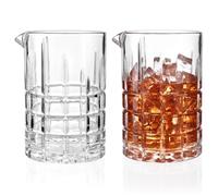 Tequibar Paquete de 2 vasos mezcladores de cóctel, vaso mezclador de cristal de 18.5 onzas, jarra agitadora de barra inferior gruesa para whisky, Manhattan, Martini