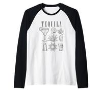 Tequila Icons with Margarita Salt Lime Sun Camiseta Manga Raglan