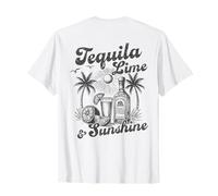 Tequila Lime & Sunshine Retro Beach Bar Beber Party Vibes Camiseta