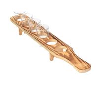 Tequila Serving Tray - 17.25inch Wooden Drink Serving Tray With 6 Glasses | Glass Cup Rack, Tequila Glass Holder Servings Trays For Restaurant, Bar, Party, Indoor Home