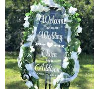 Ter Calcomanías de vinilo con texto en inglés "Welcome to Our Wedding Sign Personalizado" para decoración de pared. (29 x 42 cm)