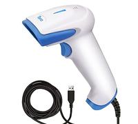 Tera 1D Láser Escáner de Código de Barras Lector de Código de Barras USB con Cable Portátil en Material Antibacteriano, Plug and Play, 3106 (Blanco-Azul)