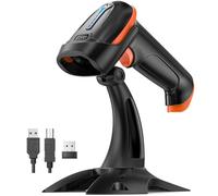 Tera Barcode Scanner 2D Inalámbrico con Soporte: Indicador D5100-Z | USB con cable, 2.4G inalámbrico, batería 2200mAh, Scan 1D 2D QR, Protección IP54, caja almacén escuela, PC móvil