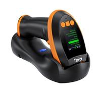 Tera Barcode Scanner 2D kabellos mit Display: Ladestation HW0009 Orange | Pantalla color 3 botones, Works with Bluetooth 2.4G USB, 2500mAh, Scan 1D 2D QR, tienda almacén biblioteca, PC tablet móvil