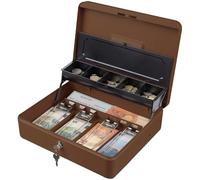 Tera Cajón Cajonera para monedas y billetes Apertura manual y automática, 4 compartimentos para billetes y 5 monedas, 30 x 24 cm, POS Restaurant Supermercado, KL380-CF