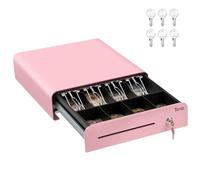 Tera Cajón de caja registradora de 13 pulgadas: apertura automática con 6 llaves, resistente, 4 billetes, 4 monedas, bandeja de efectivo extraíble, ranura para medios de 24 V, RJ12, cerradura de llave