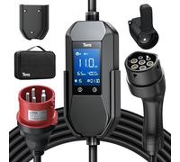 Tera Cargador de Pared Móvil para Vehículos Eléctricos Tipo 2: 11 kW 400 V 7,5 m 6-16 A Pantalla de 2,8" Trifásico CE e IP66 Cable de Carga con Bolsa, Accesorios para Coche Eléctrico P06