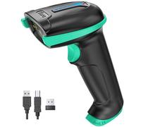 Tera Escáner de código de barras 1D inalámbrico con indicador de nivel de batería, versátil 2 en 1 (2.4 GHz inalámbrico+USB 2.0 cableado) 328 pies de distancia de transmisión recargable lector de