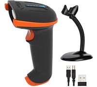 Tera Escáner de código de Barras de Mano láser 1D inalámbrico y con Cable USB con Soporte, indicador de Nivel de batería, batería de 2000 mAh, Patente no. EU008489413, Modelo de actualización 5100-Z