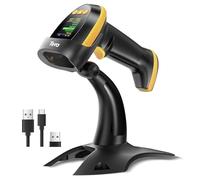 Tera Escáner de código de Barras inalámbrico 2D con Soporte: versión Pro con Pantalla de Ajuste Digital y Teclado, Compatible con Bluetooth, inalámbrico 2.4G y Cable USB, Lector de códigos de Barras