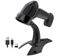 Tera Escáner de códigos de barras inalámbrico 2D QR con soporte: Pro Version Indicador de batería de 2500 mAh Lector de códigos de barras de grado industrial compatible con Bluetooth 2.4G para Windows