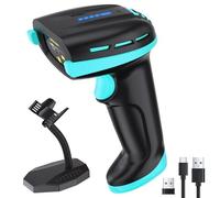 Tera Escáner de códigos de barras Pro con batería reemplazable: interruptor ON/OFF Indicador de batería Soporte de pared 1D 2D QR compatible con Bluetooth 2.4G Wireless USB Lector de códigos de barras