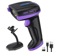 Tera Escáner Pro de códigos de barras con batería reemplazable: interruptor ON/OFF Indicador de batería Soporte de pared 1D 2D QR compatible con Bluetooth 2.4G Wireless USB Lector de códigos de barras
