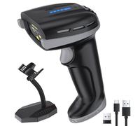 Tera Escáner Pro de códigos de barras con batería reemplazable: interruptor ON/OFF Indicador de batería Soporte de pared 1D 2D QR compatible con Bluetooth 2.4G Wireless USB Lector de códigos de barras